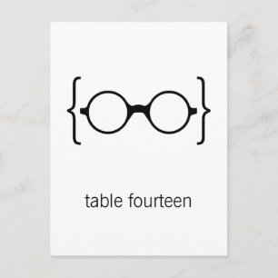 Geeky Glasses Table Number Briefkaart Oranje Bkgrd