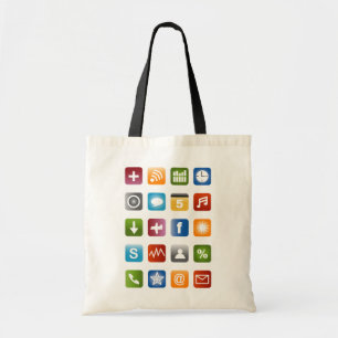 Geeky hipster canvas tas met smartphone icons