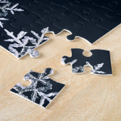 Geeky Navy Blue Snowflake Fibonacci Spiral Puzzle (Côté)