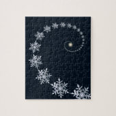 Geeky Navy Blue Snowflake Fibonacci Spiral Puzzle (Vertical)