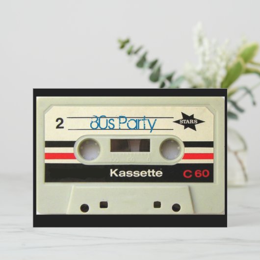 Geeky nerdy 1980s cassette retro cassette tape kaart (Staand voorkant)