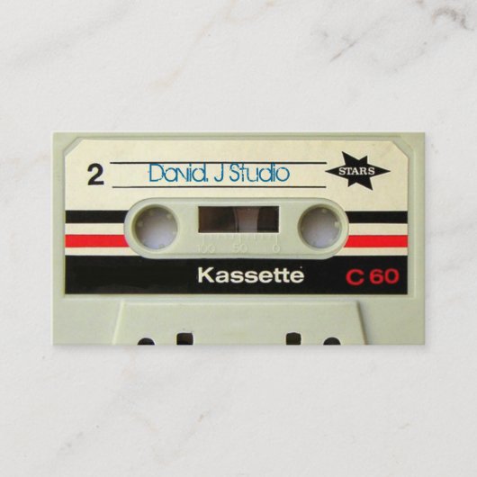 Geeky nerdy 1980s cassette retro cassette tape visitekaartje (Voorkant)