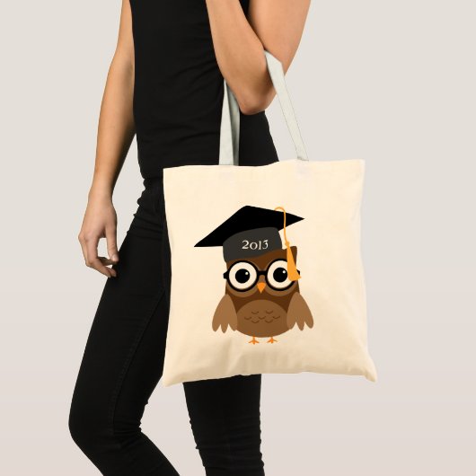 Geeky Owl met bril en Pet Afstuderen Bag Tote Bag (Voorkant (product))