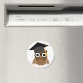 Geeky Owl met bril en Pet Afstuderen Magnet Magneet (Insitu (Vaatwasser))