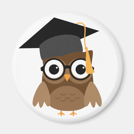 Geeky Owl met bril en Pet Afstuderen Magnet Magneet (Voorkant)