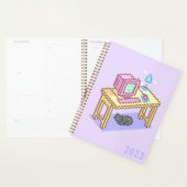 Geeky Pastel Pink Yellow Pixel Art Computer Planner (Display)