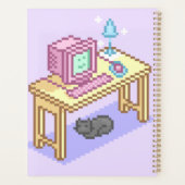 Geeky Pastel rose Jaune Pixel Art Ordinateur (Dos)
