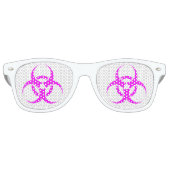 Geeky Pink Biohazard-teken Retro Zonnebril (Voorkant)