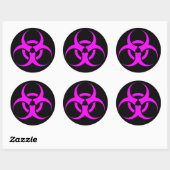 Geeky Pink Biohazard-teken Ronde Sticker (Vel)