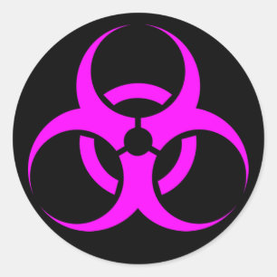Geeky roze biohazard Sign. Ronde Sticker