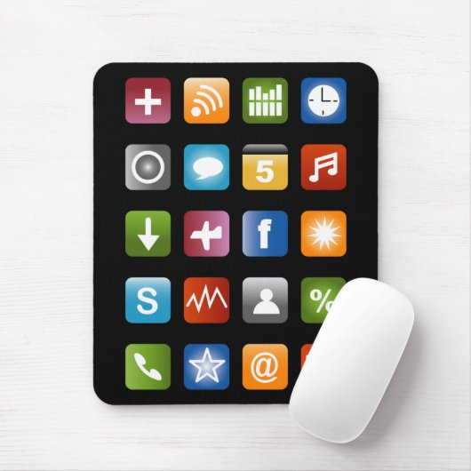 Geeky smartphone app-pictogrammen muismat (Met muis)