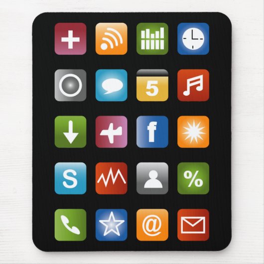 Geeky smartphone app-pictogrammen muismat (Voorkant)