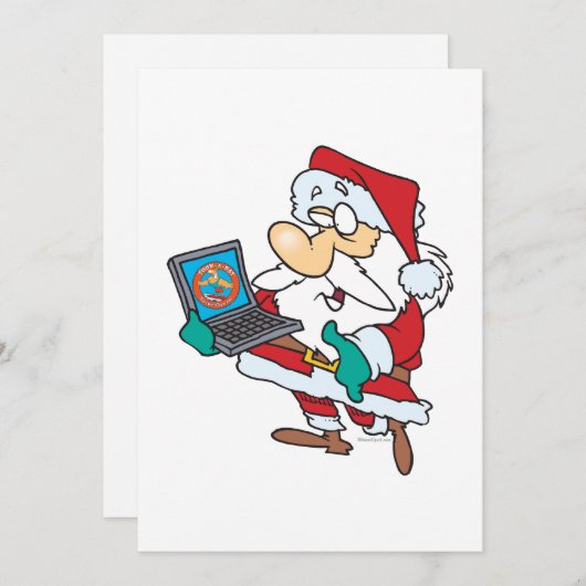 geeky technology savvy santa met een notebook cart feestdagenkaart (Voorkant / Achterkant)