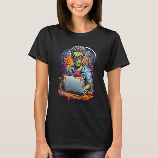 Geeky Zombie Apocalypse | Halloween T-shirt (Voorkant)