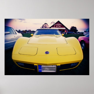 Geel 1977 Chevrolet Corvette Poster