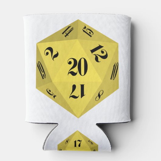 Geel-20-zijdig-dobbelsteen Blikjeskoeler (Achterkant)