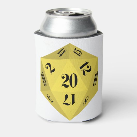 Geel-20-zijdig-dobbelsteen Blikjeskoeler (Blikje Achterkant)
