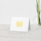 Geel 3 Initiaal Vine Script Monogram DIY BG Bedankkaart (Voorkant)