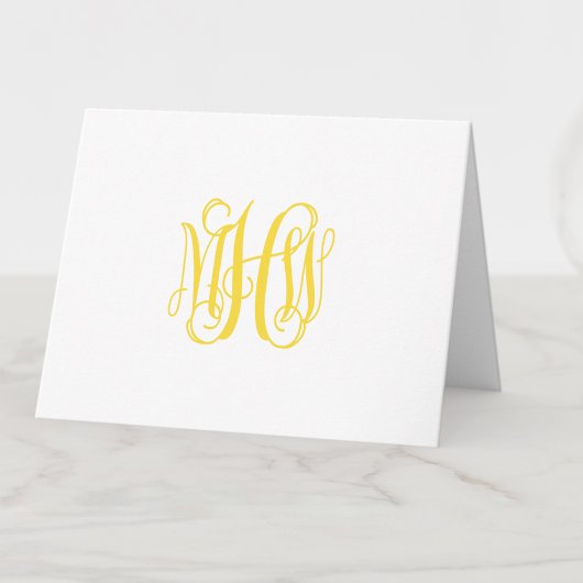 Geel 3 Initiaal Vine Script Monogram DIY BG Bedankkaart