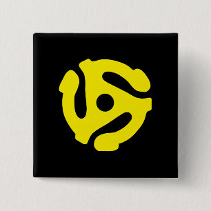 Geel 45-afstandsmeter grafisch vierkante button 5,1 cm