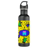 Geel 80s Memphis Abstracte Stijl Retro Monogram Waterfles (Voorkant)