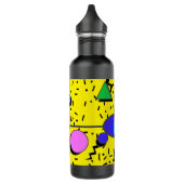 Geel 80s Memphis Abstracte Stijl Retro Monogram Waterfles (Links)