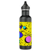 Geel 80s Memphis Abstracte Stijl Retro Monogram Waterfles (Rechts)