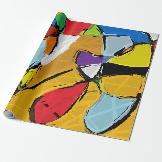 Geel Abstract Cadeaupapier (Uitgerold)