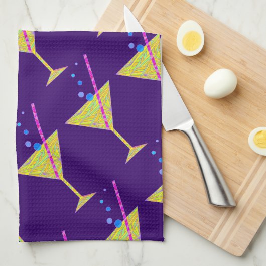 Geel Abstract Happy Hour Cocktailparty Theedoek (Quarter Fold)