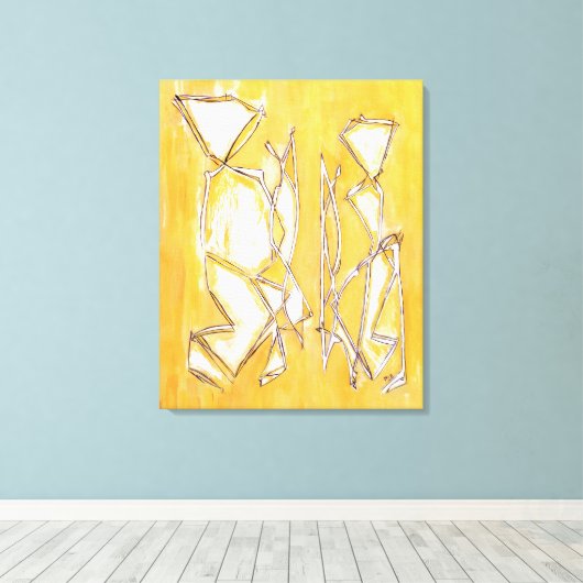 Geel Abstract kunstschilder van MC Belkadi Canvas Afdruk (Insitu (Houten vloer))