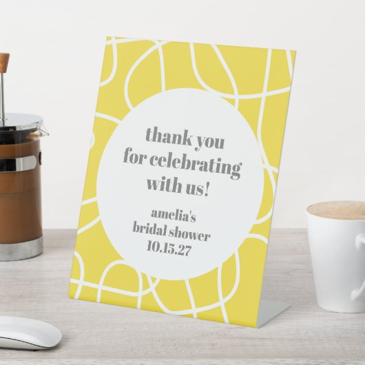 Geel Abstract Lijn Aangepaste Vrijgezellenfeest Be Reclamebord Met Voetstuk (Insitu)