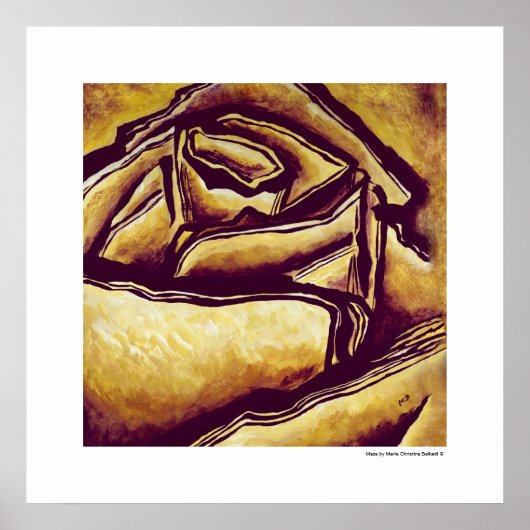 Geel Abstract Roos Flower Chic Decor Poster (Voorkant)