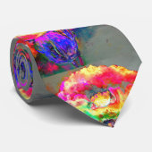 Geel abstract schilderij van de papaverwaterverf stropdas (Opgerold)