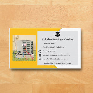 Geel AC Unit Verwarming Koeling HVAC Visitekaartje