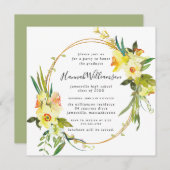 Geel Afstuderen Daffodil Square Kaart (Voorkant / Achterkant)