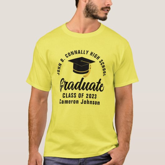 Geel Afstuderen gepersonaliseerd Afstuderen T-shirt (Voorkant)