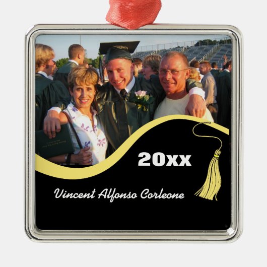 geel Afstuderen Metalen Ornament (Voorkant)