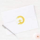 Geel amberkleurig surfen ronde sticker (Envelop)