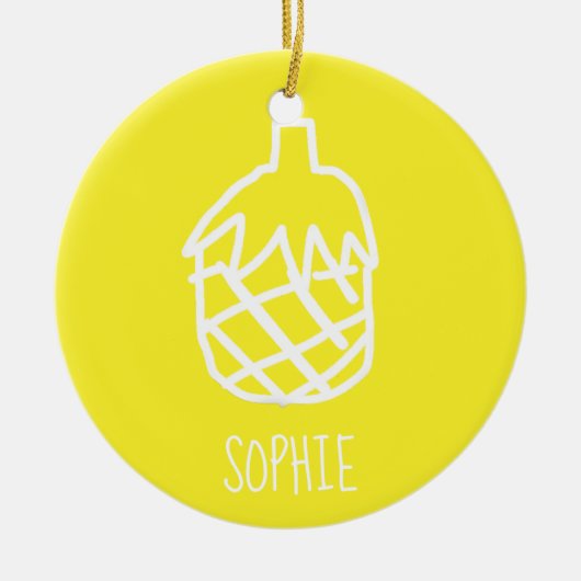 Geel anananas modern eenvoudig ontwerp keramisch ornament (Voorkant)