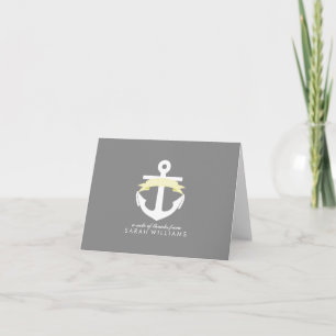 Geel Anchor Nautical Baby shower Bedankkaart