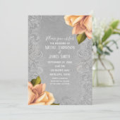 Geel Antiek Roos Elegant Wedding Kaart (Staand voorkant)