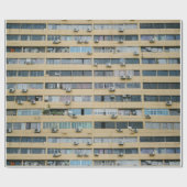 Geel appartementgebouw cadeaupapier (Vlak)