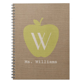 Geel Apple Burlap geïnspireerd Notitieboek van lee