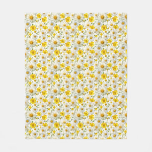 Geel aquarel wilde bloem patronen fleece deken