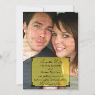 Geel Art Deco kader Save the Date uitnodiging