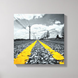 Geel asfalt snelweg creatieve fotografie canvas afdruk