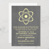 Geel atoomalkbord Sparen de Datum nodigt uit Save The Date (Voorkant / Achterkant)