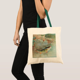 Geel Baars door S.A. Kilbourne, Vintage Vis Tote Bag