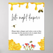 Geel Baby shower Late nachts Luiergame Poster (Voorkant)