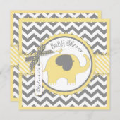 Geel Baby shower met olifant en Chevron Print Kaart (Voorkant / Achterkant)